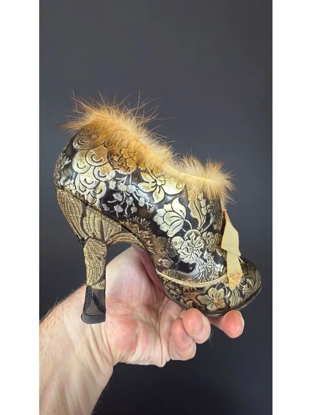 Louis Vuitton Gold Fur Ankle Boot Size 35